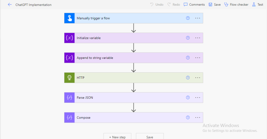 Implementation of ChatGPT in Power Automate